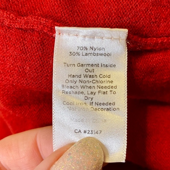 Talbots Red Sequin Lambswool Crew Neck Holiday Sweater - Picture 11 of 12